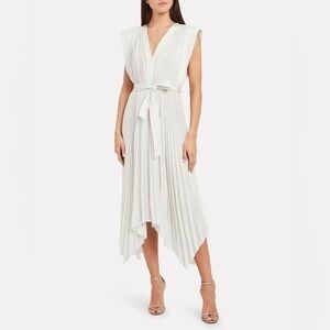 Ulla Johnson Maysha White Pleated Satin Dress | Resort Evening, Size 2